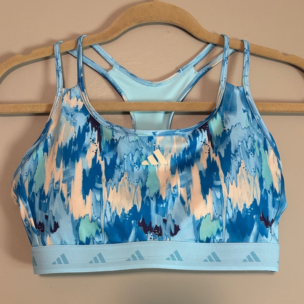 Adidas Blue and Cream Sports Bra